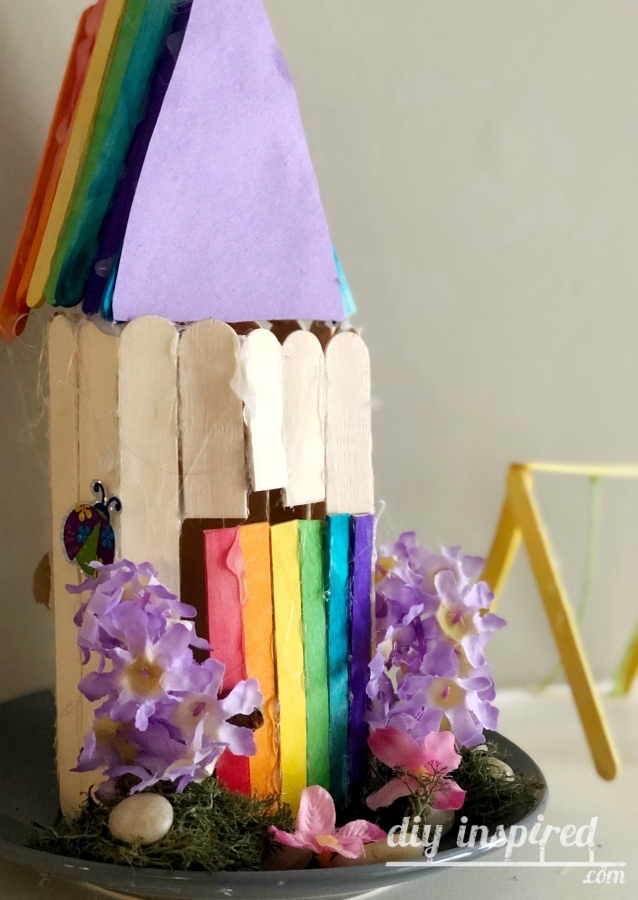 Rainbow Popsicle Stick Fairy Garden House