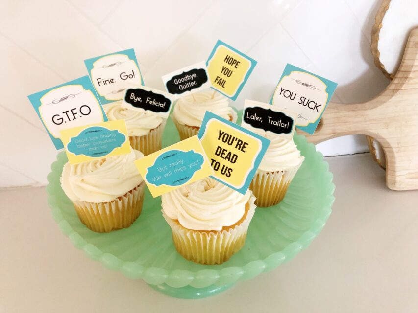 Coworker Going Away Party Cupcake Toppers DIY Inspired